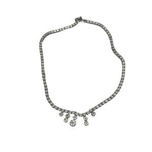 Vintage Rhinestone Necklace Silver Tone Box Closure by MARIANNE